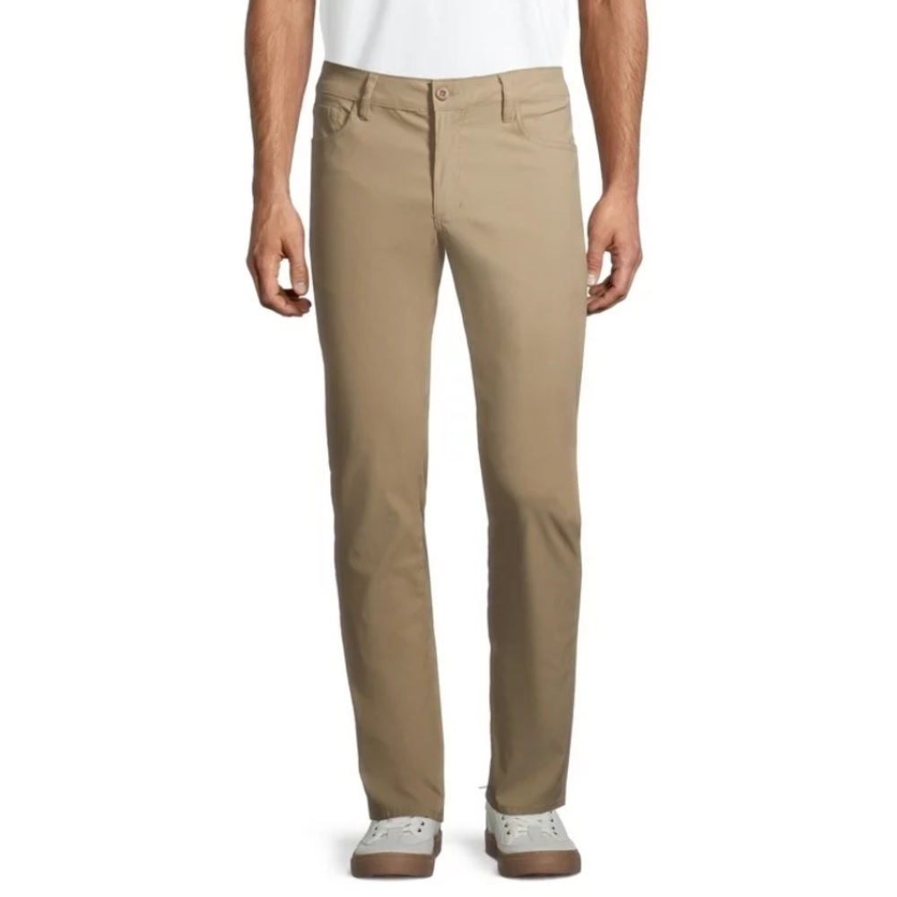 IZOD Men’s Tan Khaki Performance Stretch Classic Fit Flat Front Pants Sz 42 x 30